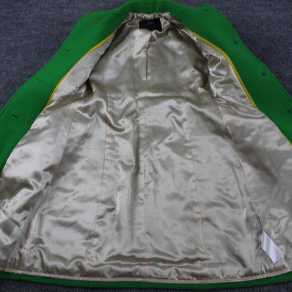 J Crew Coat Women 00P Lady Day Italian Double Cloth Wool Blend Green Long Peacoa - Picture 8 of 15